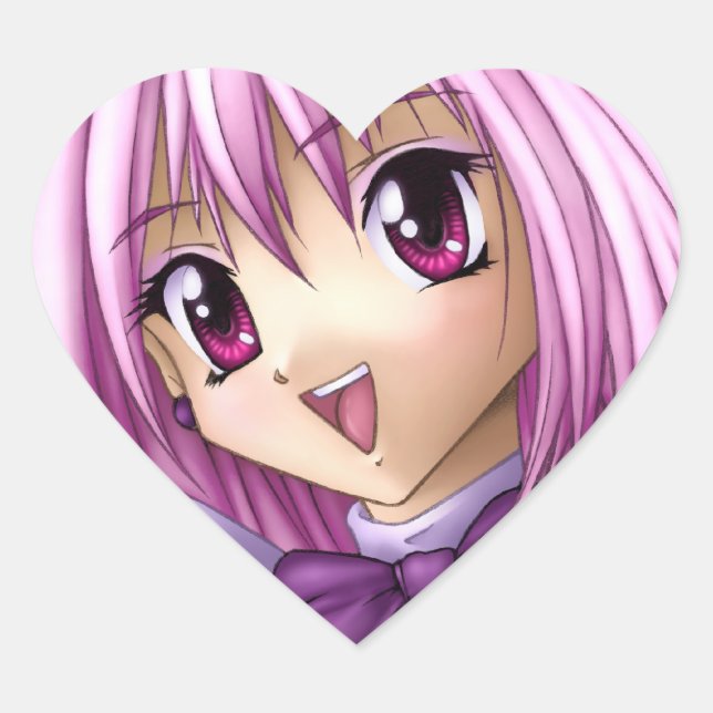 Niedlich Anime Girl Maid Herz-Aufkleber (Vorderseite)