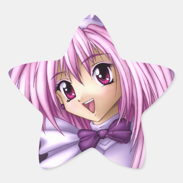Niedlich Anime Girl Maid Stern-Aufkleber (Vorderseite)