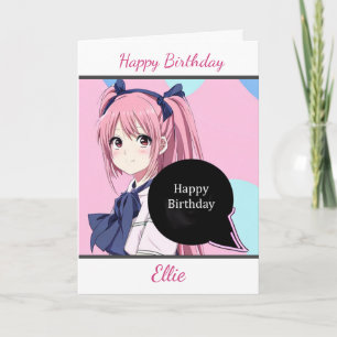 Niedlich Anime Girl Personalisiert Geburtstag Karte