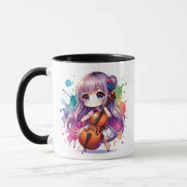 Niedlich Anime Girl Playing Cello Player Tasse