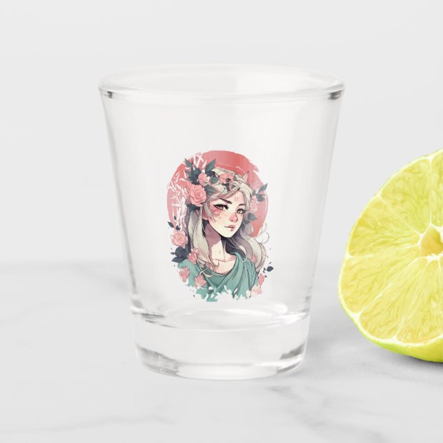 Niedlich Anime Girl Schnapsglas (Vorderseite)