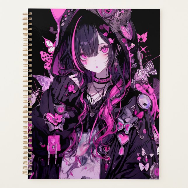 Niedlich Anime Goth Girl Planer (Vorderseite)