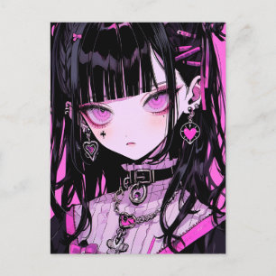 Niedlich Anime Goth Girl Postkarte