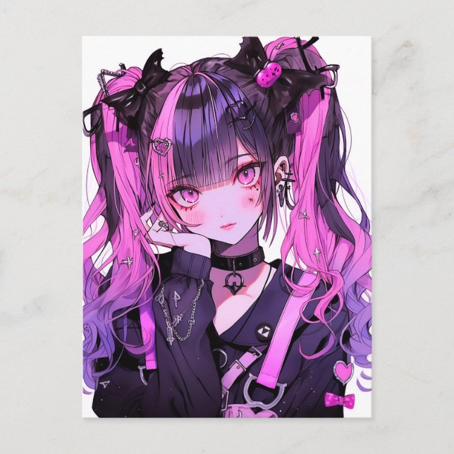 Niedlich Anime Goth Girl Postkarte (Vorderseite)