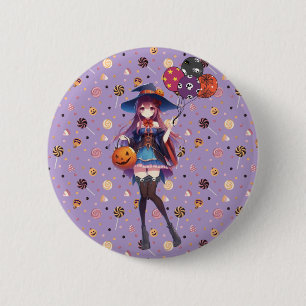 Niedlich Anime Halloween Hexe Button