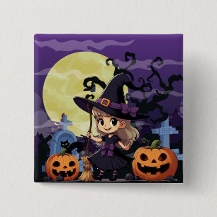 Niedlich Anime Halloween Hexe Button