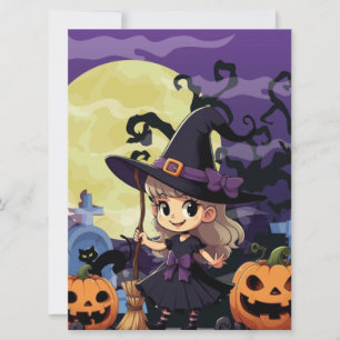 Niedlich Anime Halloween Hexe Karte