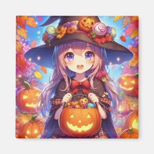 Niedlich Anime Halloween Hexe Magnet