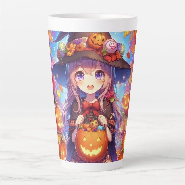 Niedlich Anime Halloween Hexe Milchtasse (Vorderseite)