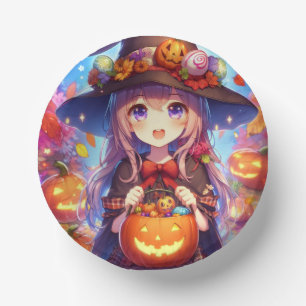 Niedlich Anime Halloween Hexe Pappteller