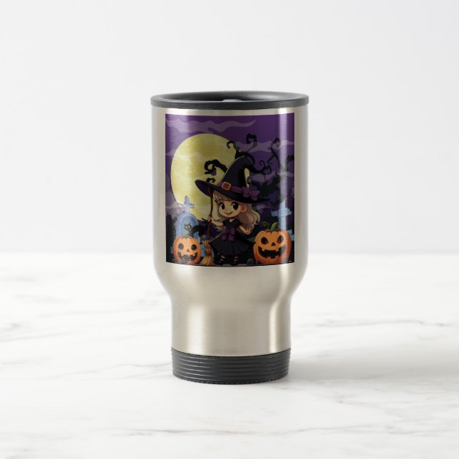 Niedlich Anime Halloween Hexe Reisebecher (Mittel)