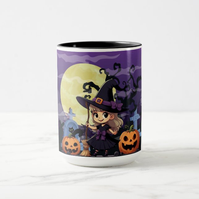 Niedlich Anime Halloween Hexe Tasse (Zentrum)
