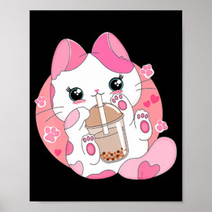 Niedlich Anime Kawaii Cat Boba Bubble Teatro Socia Poster