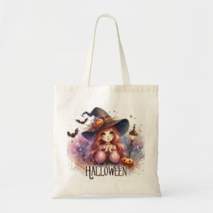 Niedlich animierte Halloween-Hexe Tragetasche