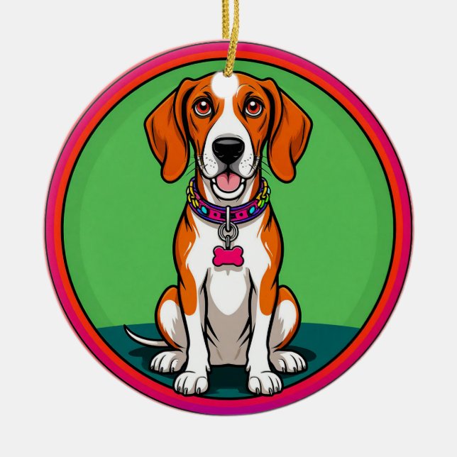 Niedlich animierte Welpe mit Collar Keramik Ornament (Vorne)