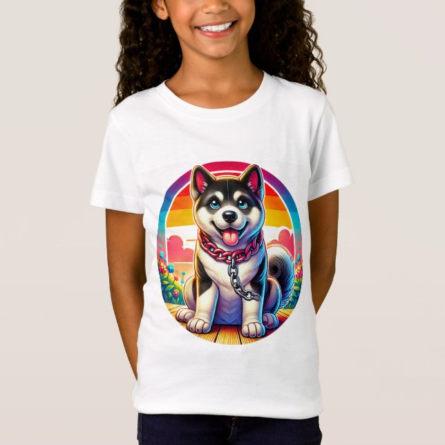 Niedlich animierte Welpe mit Collar T-Shirt (Vorderseite)
