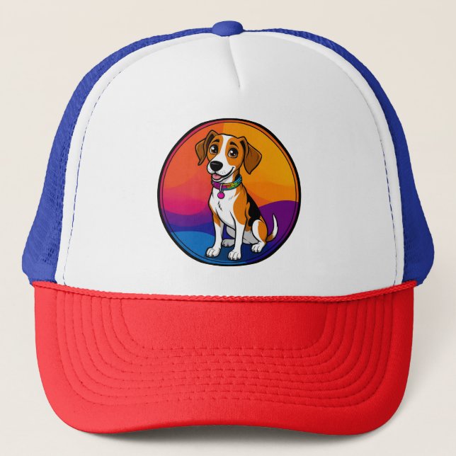 Niedlich animierte Welpe mit Collar Truckerkappe (Vorderseite)