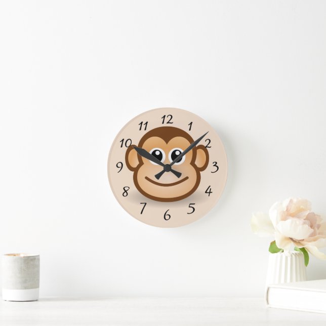 Niedlich animierter Affe Runde Wanduhr (Zuhause)