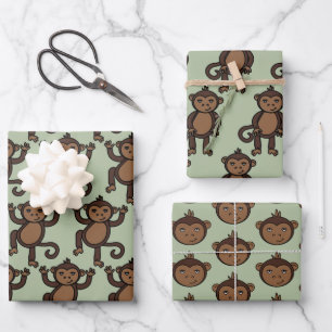 Niedlich animierter Affen Designer Druckkids druck Geschenkpapier Set