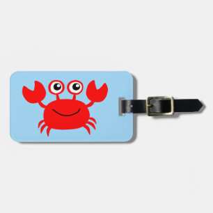 Niedlich animierter Happy Crab Hintergrund Gepäckanhänger