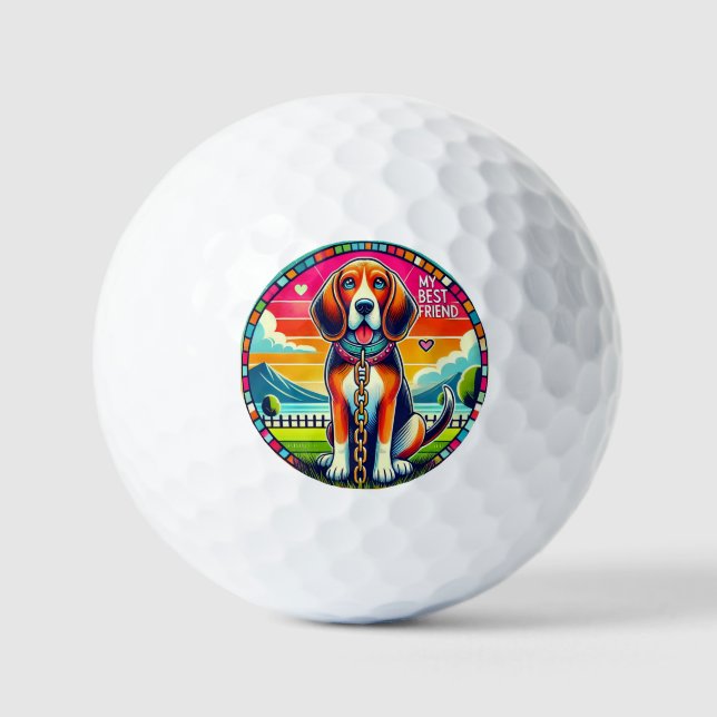 Niedlich animierter Hund Golfball (Vorderseite)