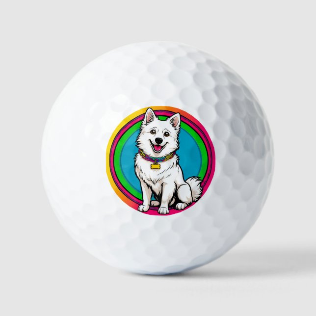 Niedlich animierter Hund mit Collar Golfball (Vorderseite)