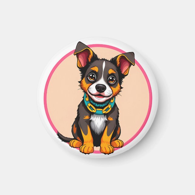 Niedlich animierter Hund mit Collar Magnet (Vorne)