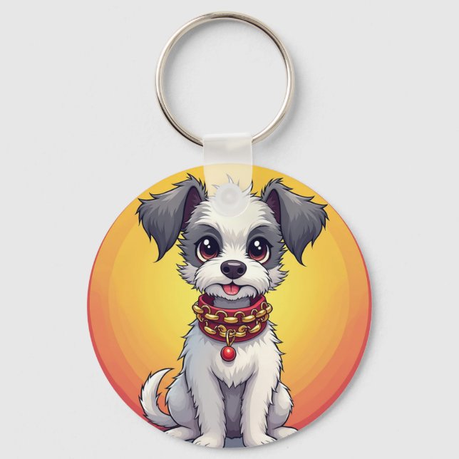 Niedlich animierter Hund mit Collar Schlüsselanhänger (Vorderseite)