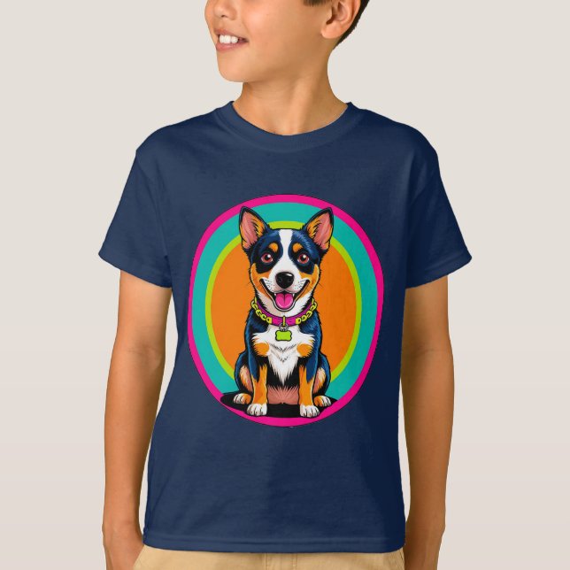 Niedlich animierter Hund mit Collar T-Shirt (Vorderseite)