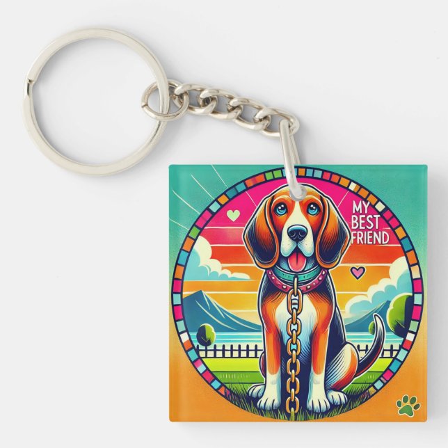 Niedlich animierter Hund Schlüsselanhänger (Vorderseite)