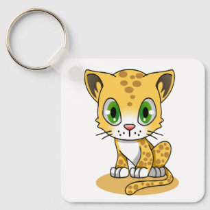 Niedlich animierter Leopard Schlüsselanhänger