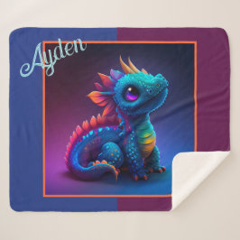 Niedlich animiertes Baby Dragon Sherpa Blanket Sherpadecke