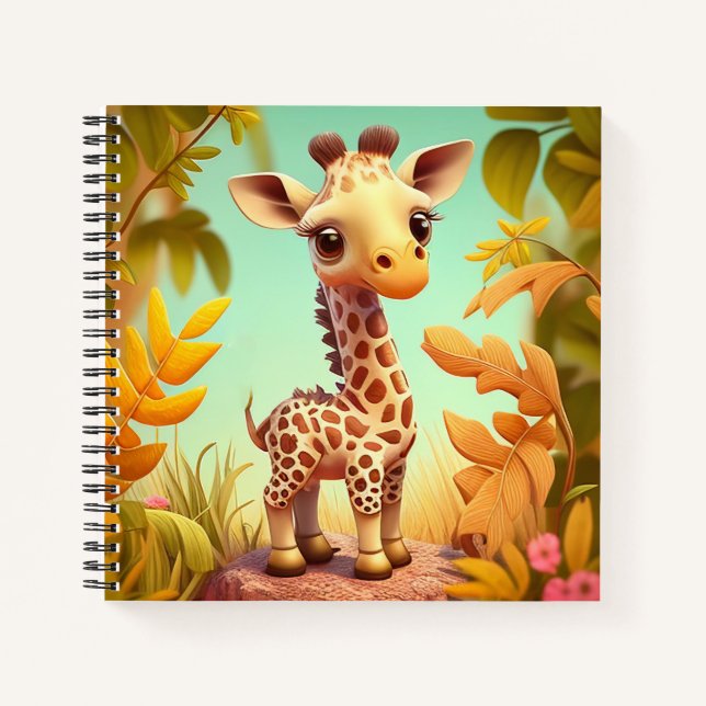 Niedlich animiertes Baby-Giraffe Notizbuch (Vorderseite)