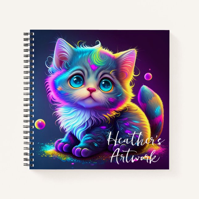 Niedlich animiertes Cat Sketchbook-Notebook Notizbuch (Vorderseite)