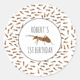 Niedlich Ants Pattern Individuelle Name Kindergebu Runder Aufkleber