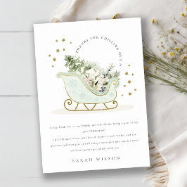 Niedlich Aqua Blue Gold Winter Schlitten Baby Dusc Dankeskarte