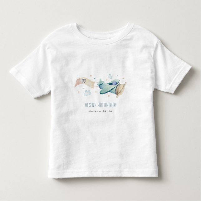 Niedlich Aqua Green Blue Kids Flugzeug Wolken Gebu Kleinkind T-shirt (Vorderseite)