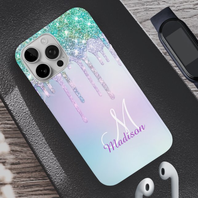 Niedlich Aqua Turquoise Unicorn Glitzer Tropfen Mo Case-Mate iPhone Hülle (Von Creator hochgeladen)