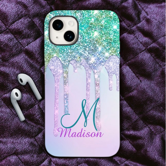 Niedlich Aqua Turquoise Unicorn Glitzer Tropfen Mo Case-Mate iPhone Hülle (Von Creator hochgeladen)