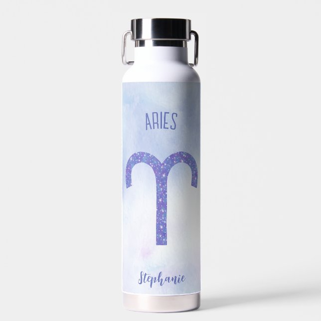 Niedlich Aries Astrologie Personalisiertes Zeichen Trinkflasche (Vorne)