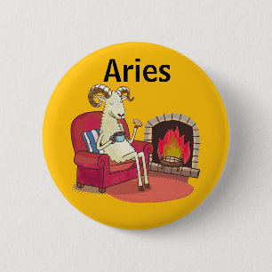 niedlich Aries the Ram zodiac star constellation Button