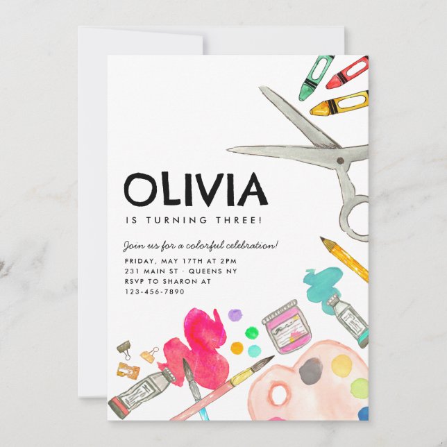 Niedlich Art Artist Paint Zeichne Party Malerei Ge Einladung (Vorderseite)