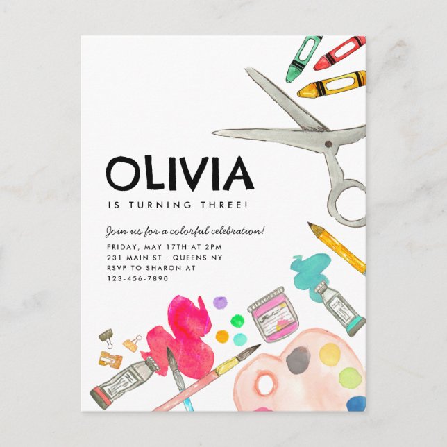 Niedlich Art Artist Paint Zeichne Party Malerei Ge Postkarte (Vorderseite)