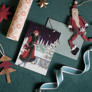 Niedlich Art Deko Vintage Dame Feiertagskarte