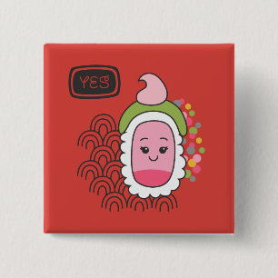 Niedlich Asian Kawaii Sushi Button