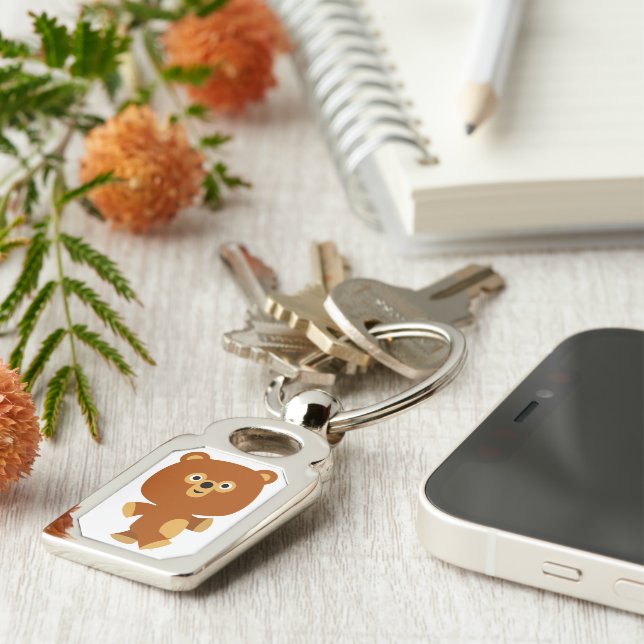 Niedlich Assertive Cartoon Bärenmetall Schlüsselan Schlüsselanhänger (Seite)