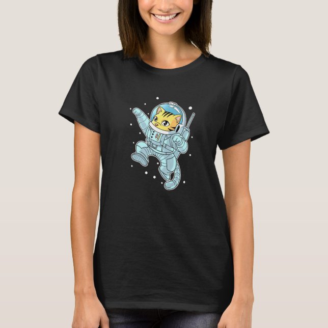 Niedlich Astro Cat Spaceman Kitten Space Cats Fur  T-Shirt (Vorderseite)