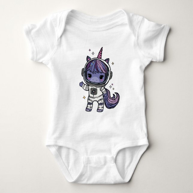 Niedlich Astro Unicorn Baby Bodysuit Strampler (Vorderseite)