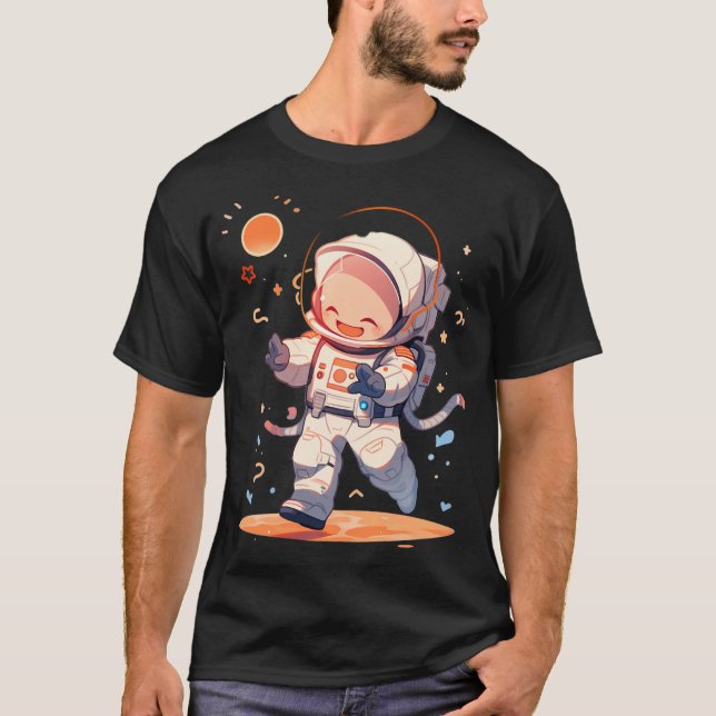 Niedlich Astronaut T-Shirt (Vorderseite)