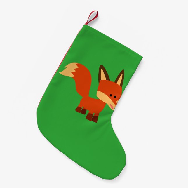 Niedlich Astute Cartoon Fox Weihnachtszeit Strumpf Kleiner Weihnachtsstrumpf (Vorderansicht (hängend))